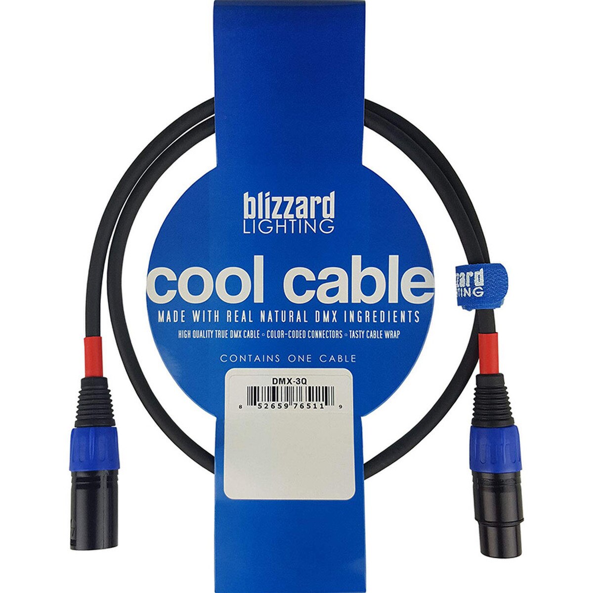 Blizzard Cool Cable 3-Pin XLR Male to XLR Female DMX Cable (3FT)
