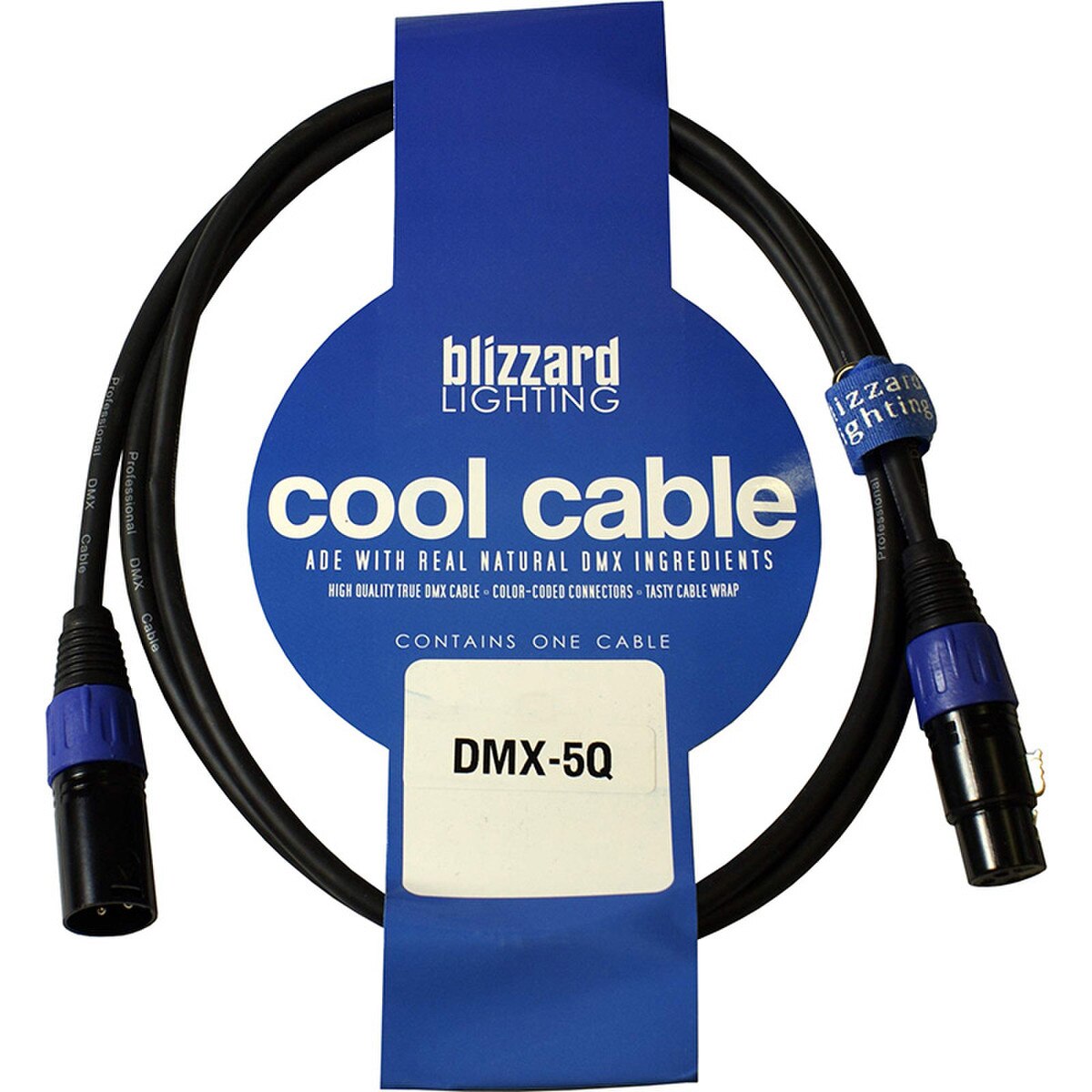 Blizzard Cool Cable 3-Pin XLR Male to XLR Female DMX Cable (5FT)