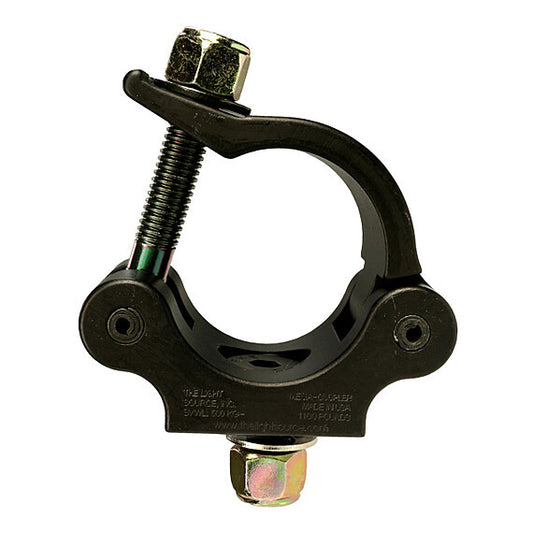 The Light Source Mega-Coupler with 1/2" Flat Head Bolt - Nyloc Nut instead of the Aluminum Mega-Coupler Wing Nut - Black Anodized